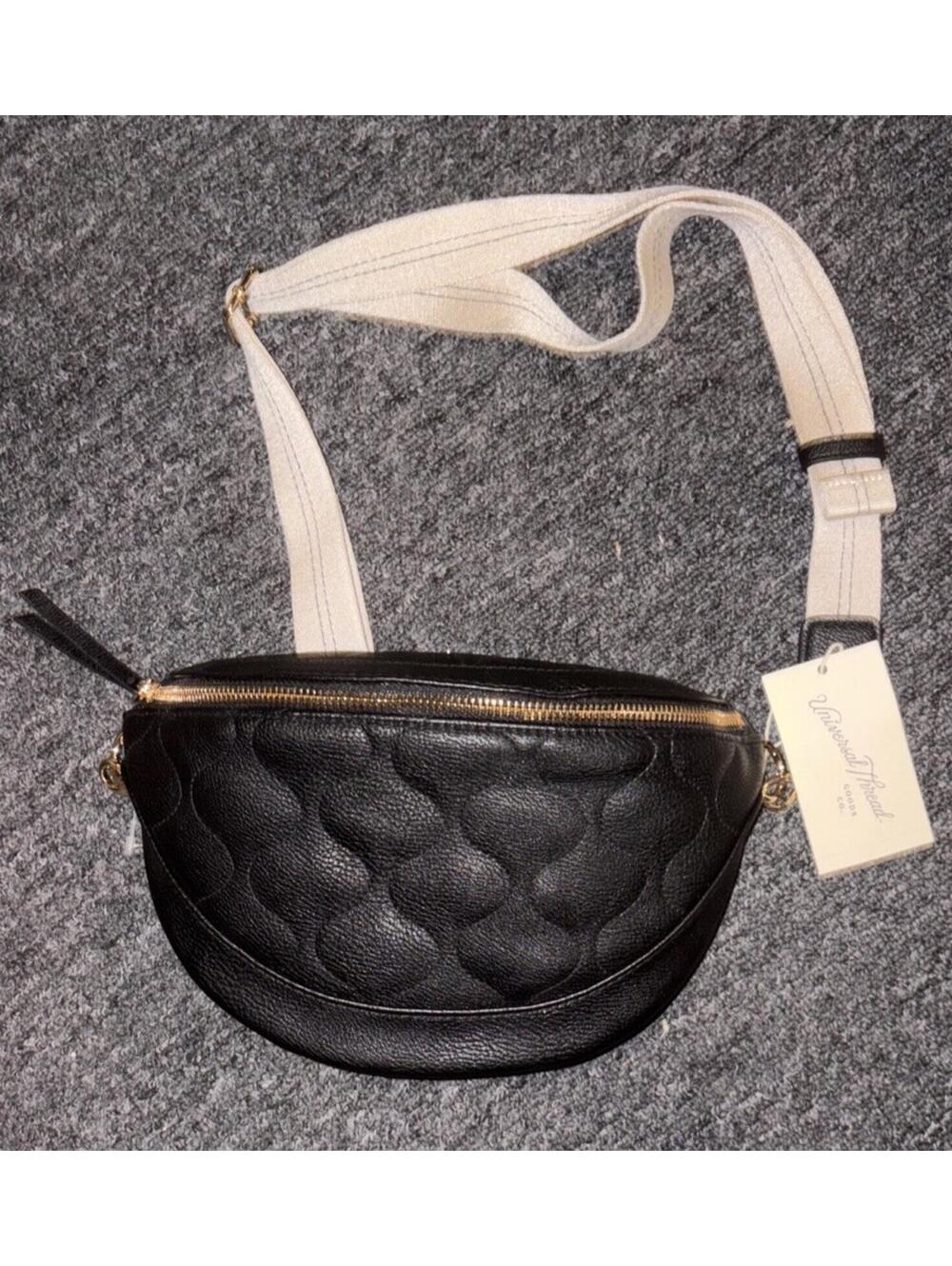Universal Thread Quilted Black Waist Pack Gold Hardware Adjustable Strap
